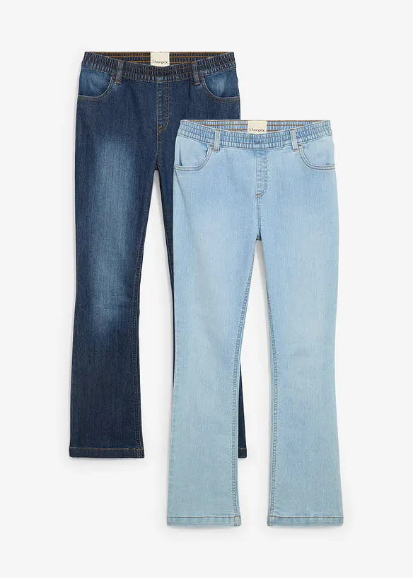 Lot de 2 jeans extensibles, taille mi haute, bonprix