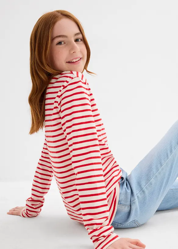 Lot de 3 T-shirts manches longues 100% coton, bonprix