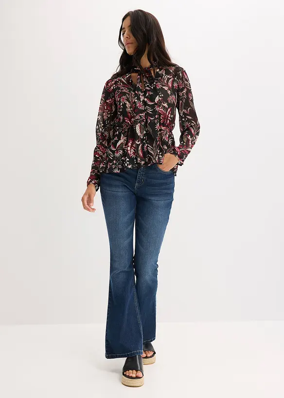 Blouse à lavallière en mousseline, bonprix