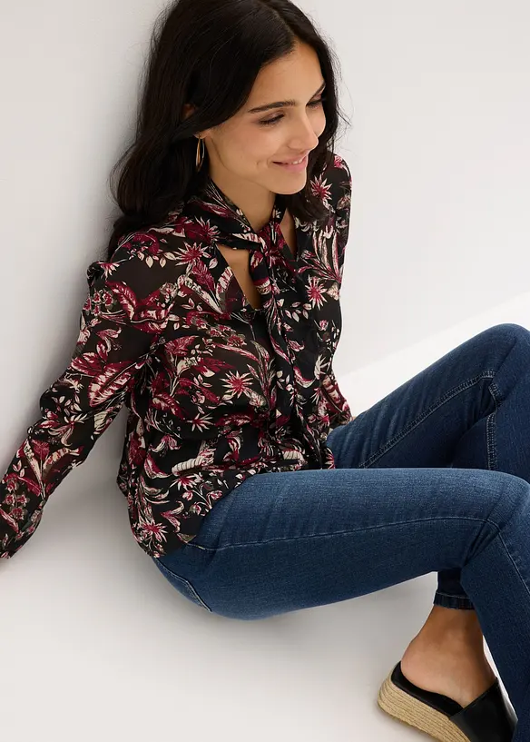 Blouse à lavallière en mousseline, bonprix