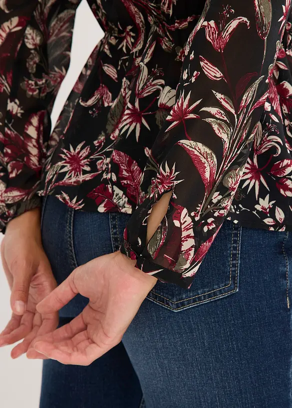 Blouse à lavallière en mousseline, bonprix