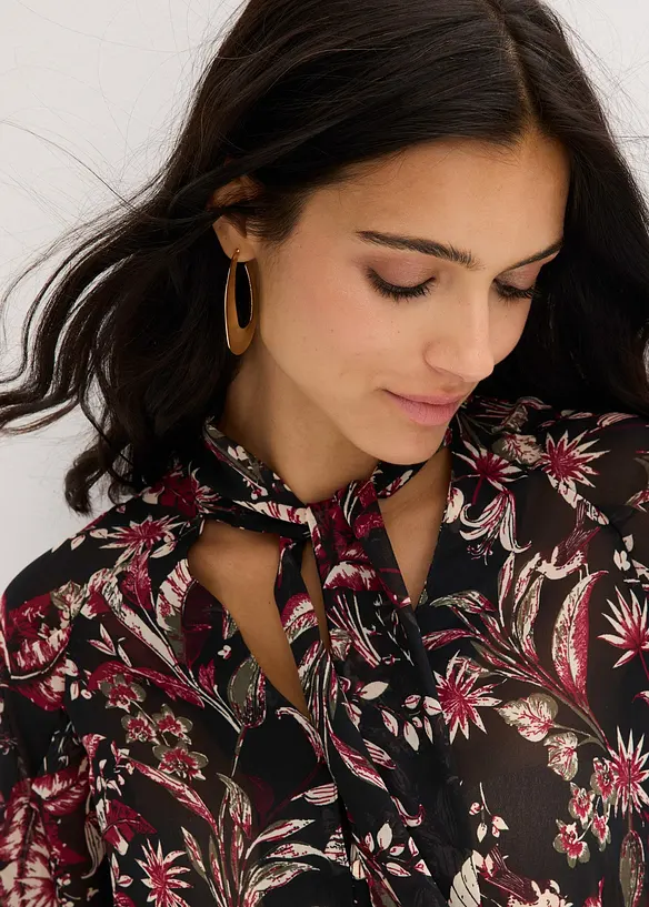 Blouse à lavallière en mousseline, bonprix