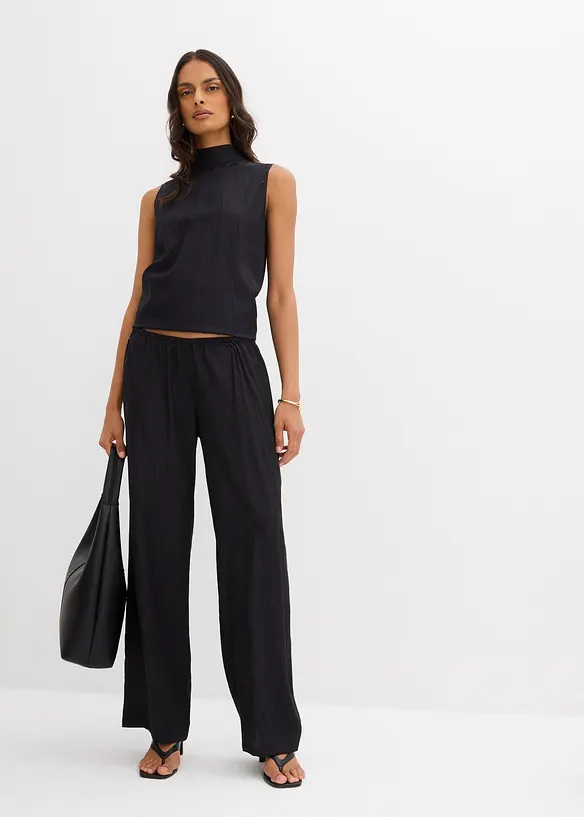 Pantalon texturé en viscose mélangée, bonprix