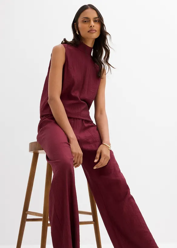 Pantalon texturé en viscose mélangée, bonprix