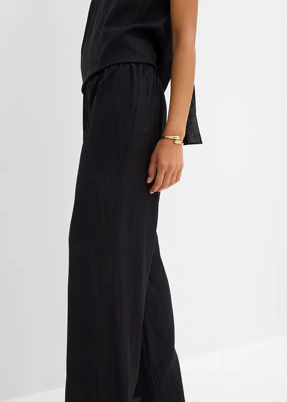 Pantalon texturé en viscose mélangée, bonprix