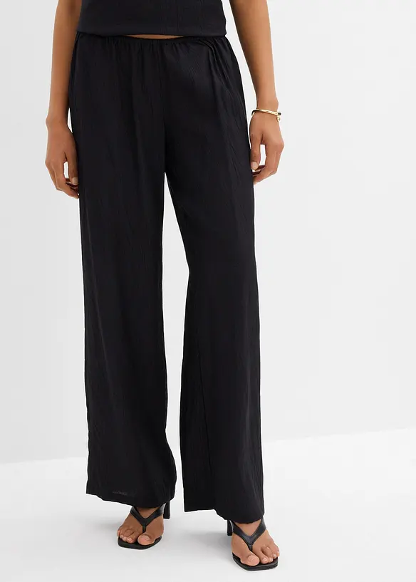 Pantalon texturé en viscose mélangée, bonprix