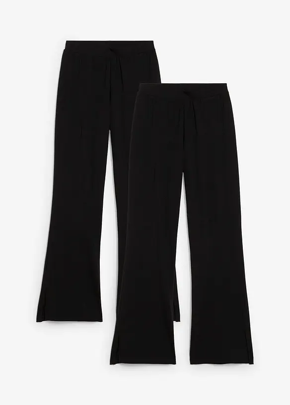 Lot de 2 pantalons &eacute;vas&eacute;s en jersey coton extensible, bonprix