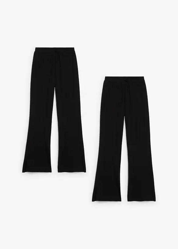 Lot de 2 pantalons &eacute;vas&eacute;s en jersey coton extensible, bonprix