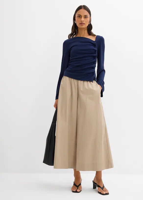 T-shirt manches longues en matière côtelée, bonprix