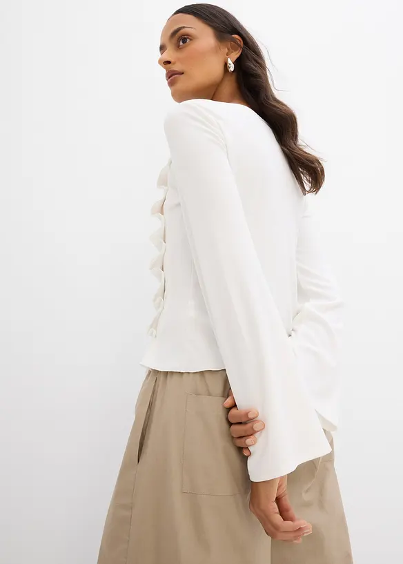 T-shirt manches longues en matière côtelée, bonprix