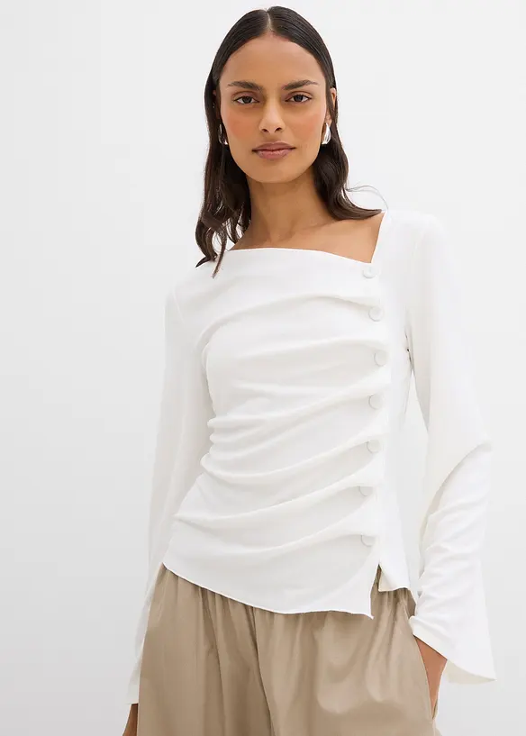 T-shirt manches longues en matière côtelée, bonprix