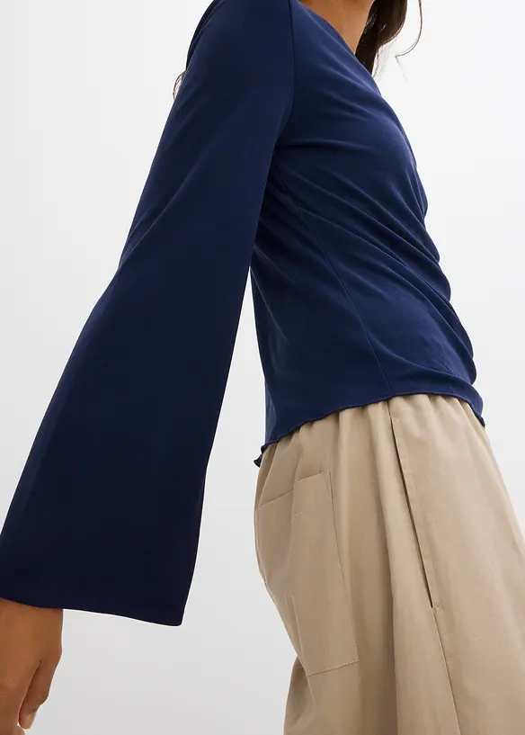 T-shirt manches longues en matière côtelée, bonprix