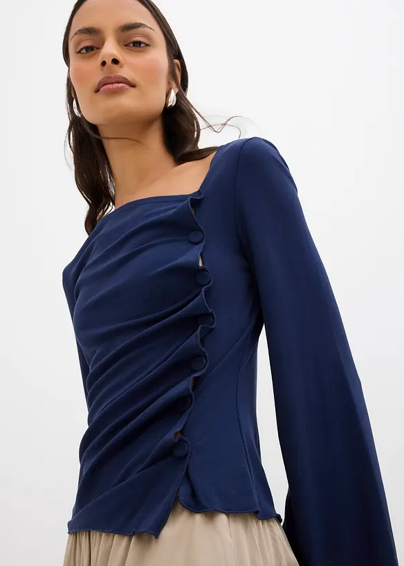 T-shirt manches longues en matière côtelée, bonprix