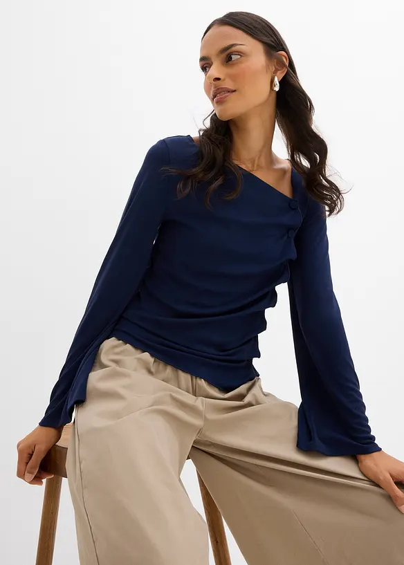 T-shirt manches longues en matière côtelée, bonprix