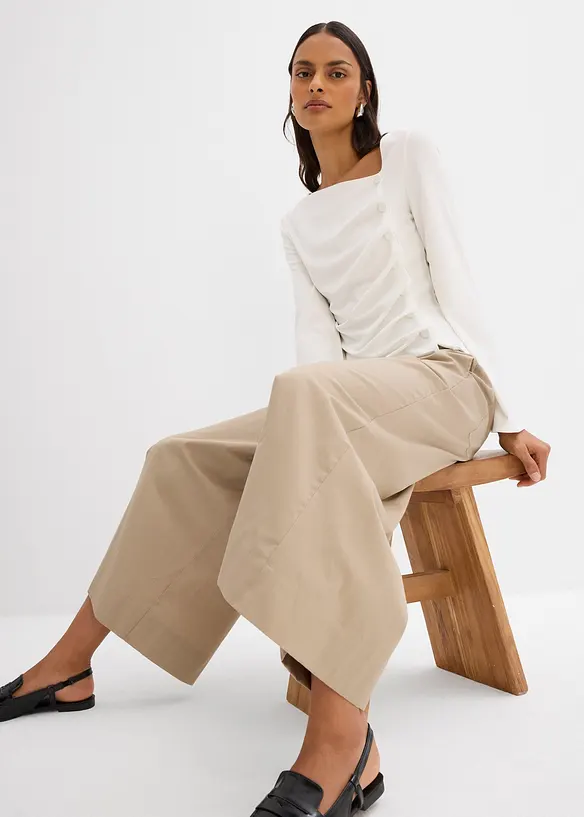 T-shirt manches longues en matière côtelée, bonprix