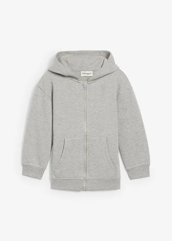 Sweat zippé à capuche en coton mélangé, bonprix