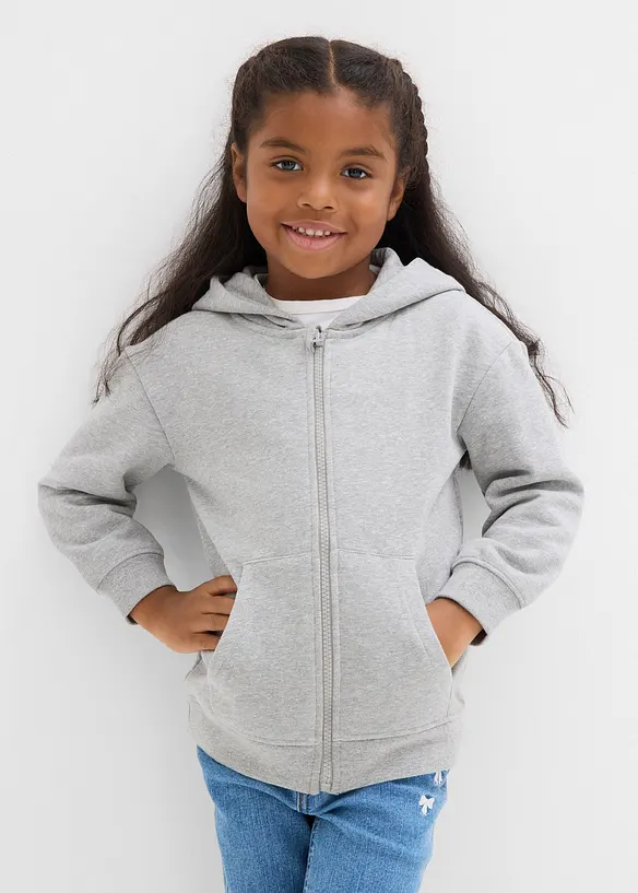 Sweat zippé à capuche en coton mélangé, bonprix