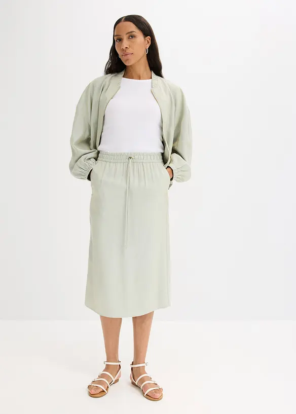 Jupe midi en satin brillant, bonprix