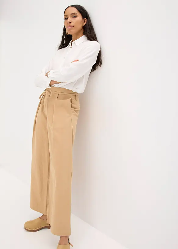 Pantalon à pinces et lien à nouer, bonprix