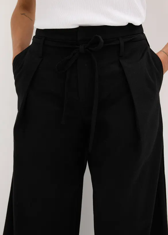 Pantalon à pinces et lien à nouer, bonprix