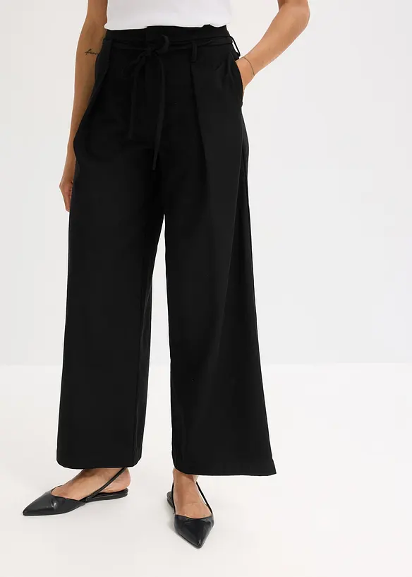 Pantalon à pinces et lien à nouer, bonprix