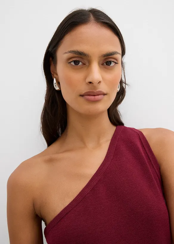 Top en maille asymétrique en viscose mélangée, bonprix