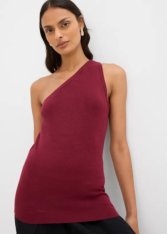 Top en maille asymétrique en viscose mélangée, bonprix