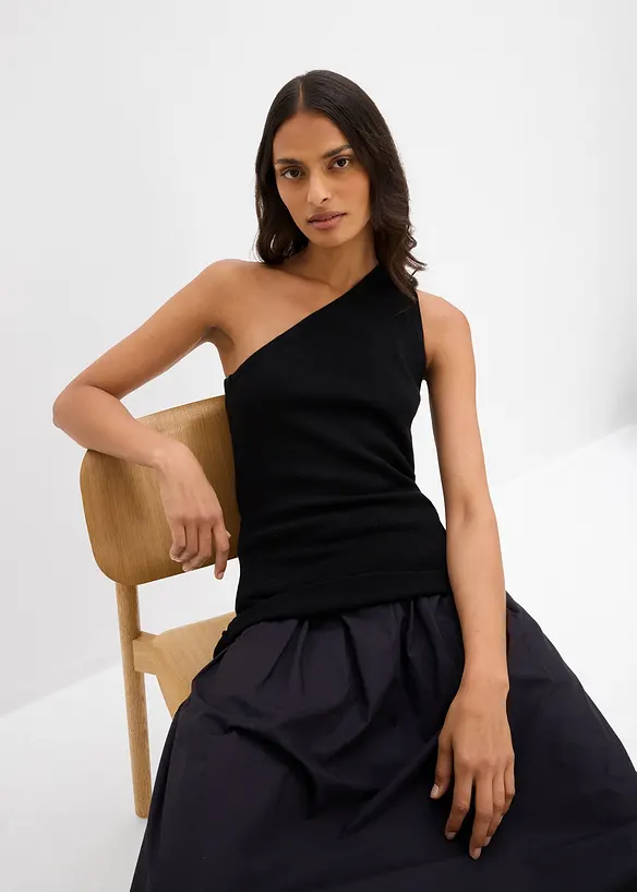 Top en maille asymétrique en viscose mélangée, bonprix