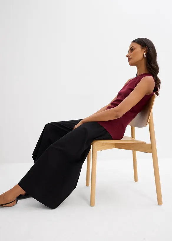 Top en maille asymétrique en viscose mélangée, bonprix