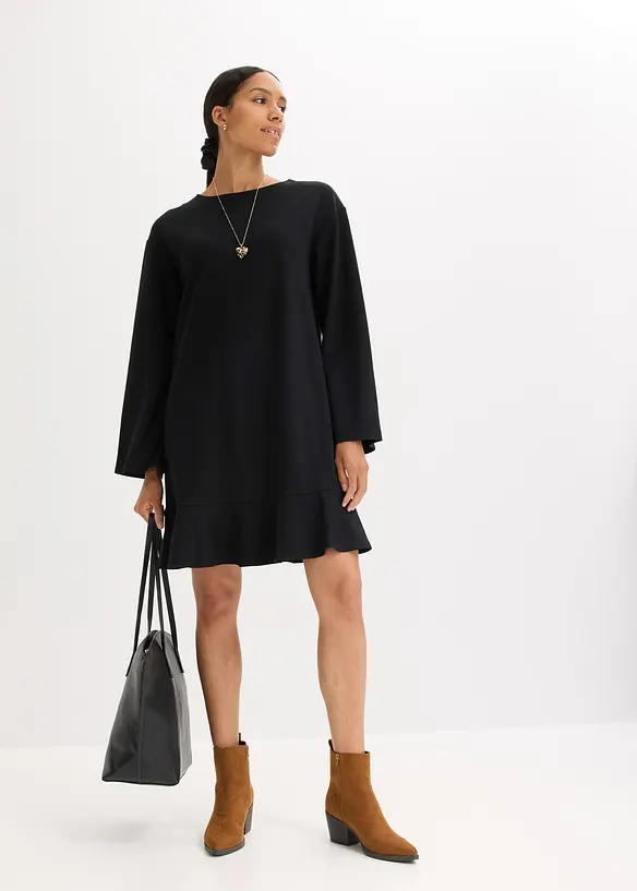 Robe courte à base volantée en jersey Milano, bonprix
