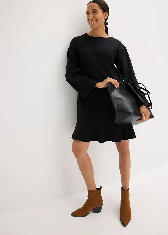 Robe courte à base volantée en jersey Milano, bonprix