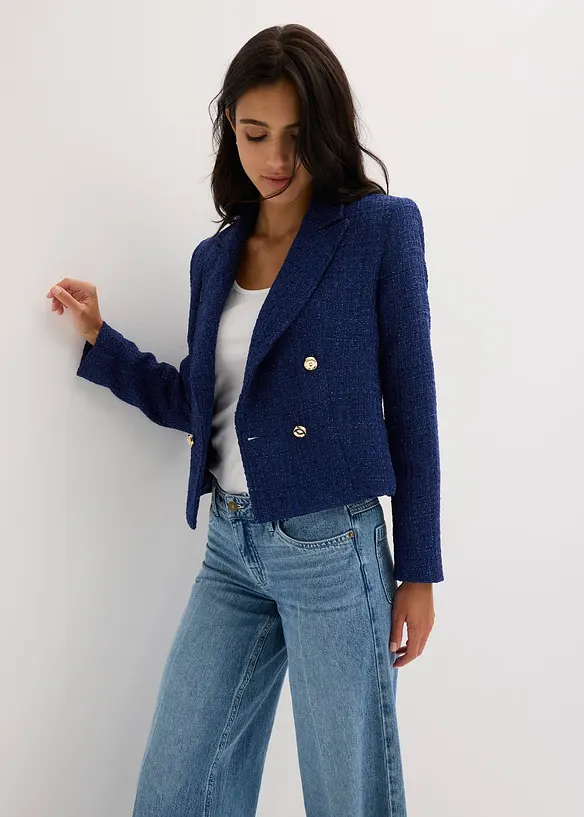 Blazer court en maille bouclette douce, bonprix