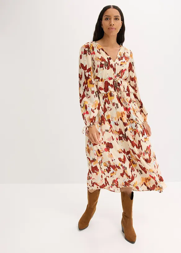 Robe midi imprimée avec lurex, bonprix