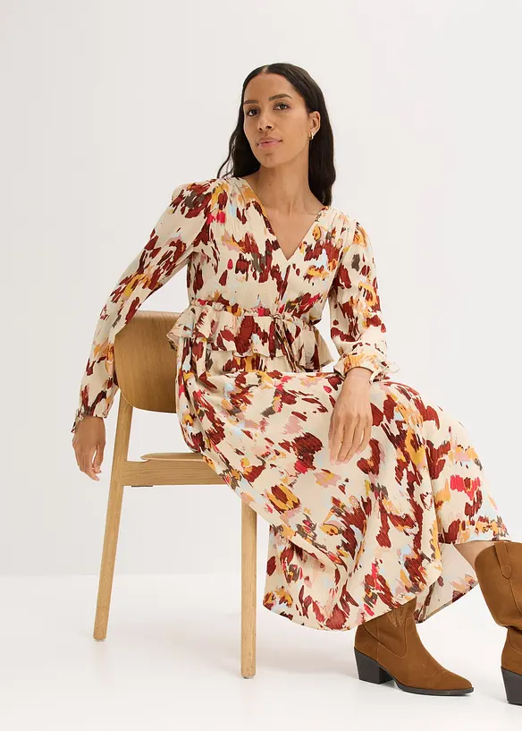 Robe midi imprimée avec lurex, bonprix