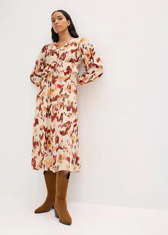 Robe midi imprimée avec lurex, bonprix