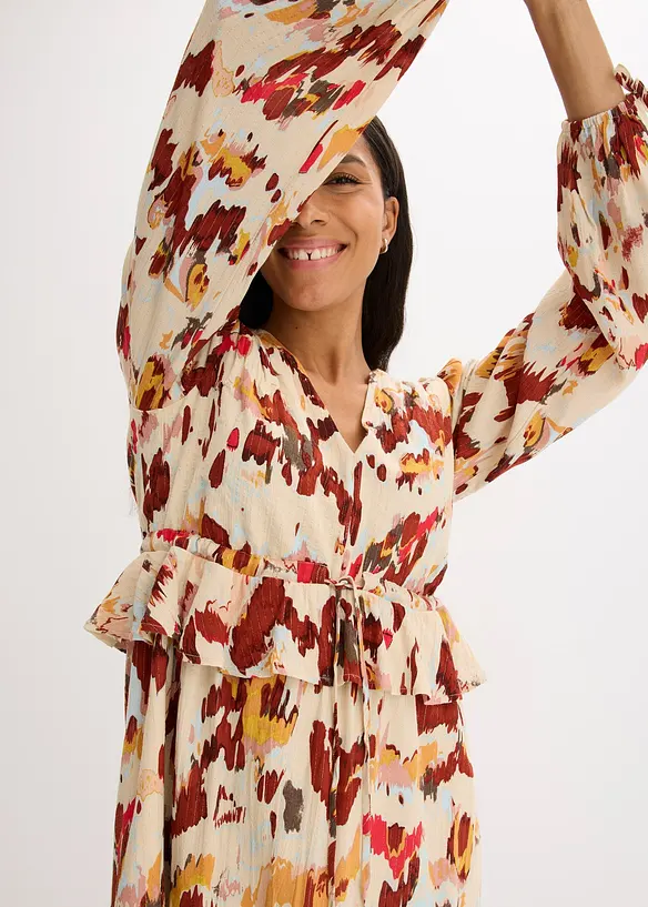 Robe midi imprimée avec lurex, bonprix