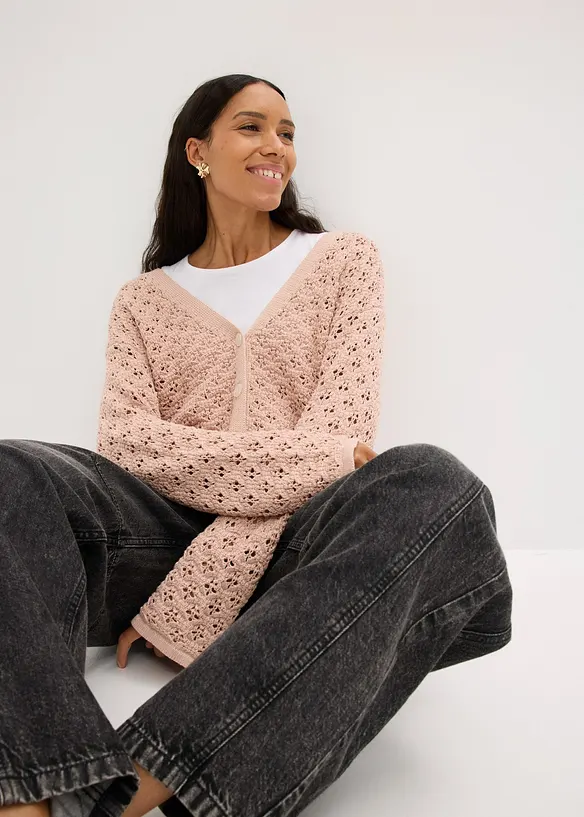 Gilet en maille ajourée, bonprix