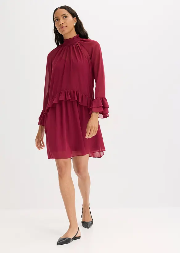 Robe en mousseline avec volants, bonprix