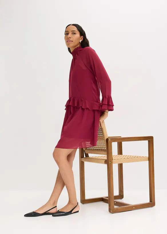 Robe en mousseline avec volants, bonprix