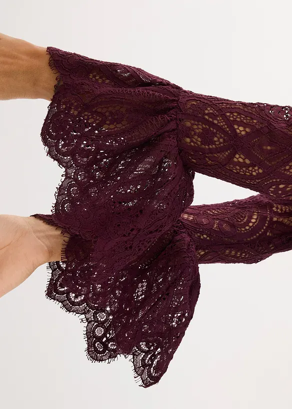 Blouse en dentelle avec volants, bonprix