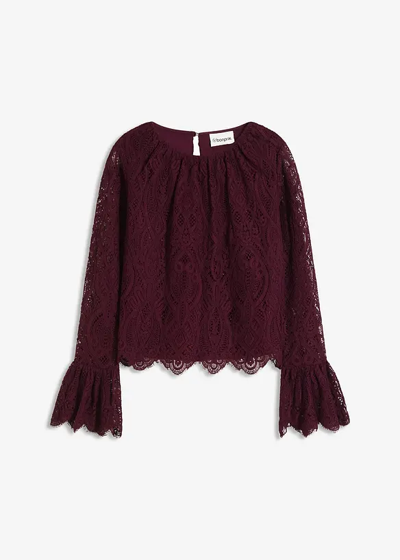 Blouse en dentelle avec volants, bonprix