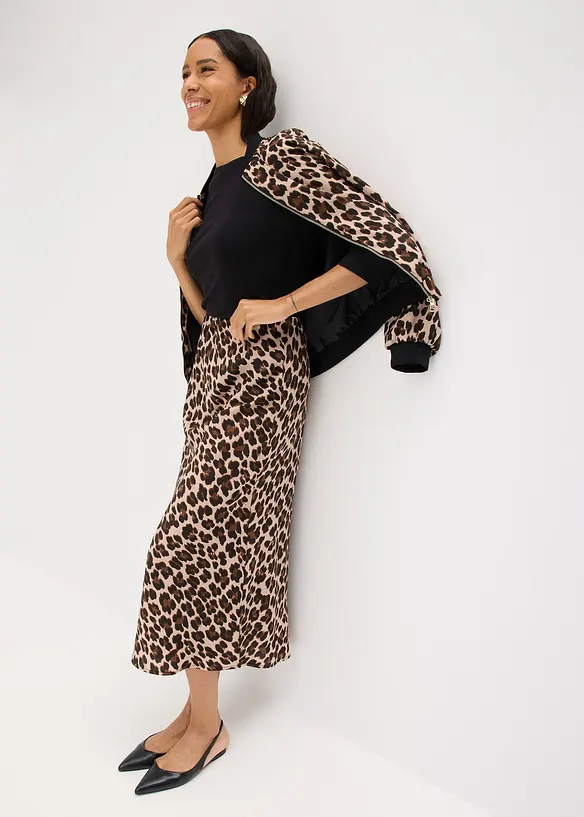 Jupe midi en satin fluide, bonprix