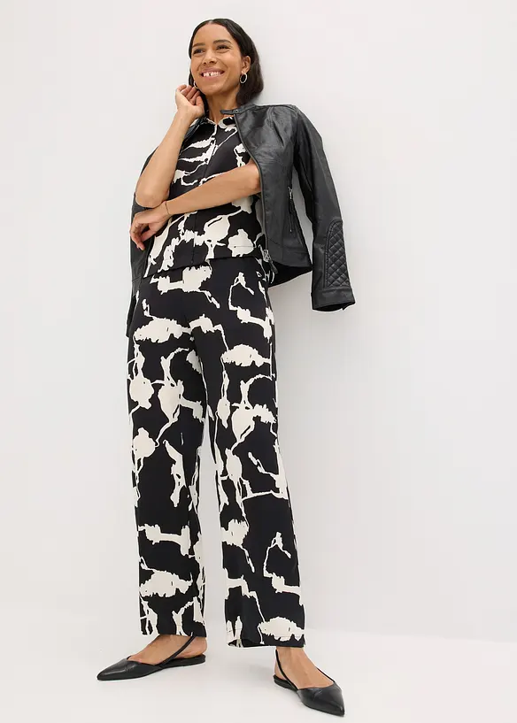 Pantalon palazzo en satin fluide, bonprix