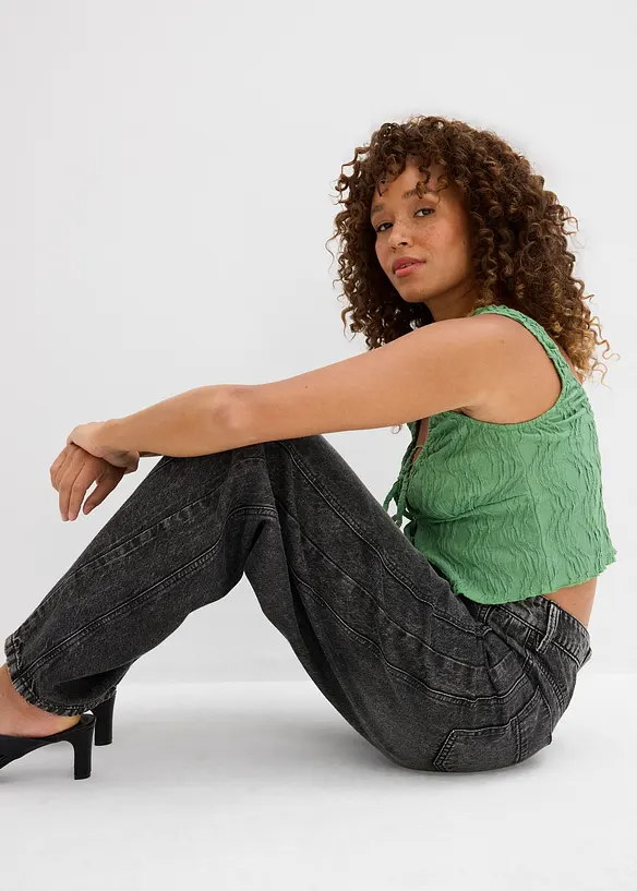 Jean balloon taille mi-haute, super doux, bonprix