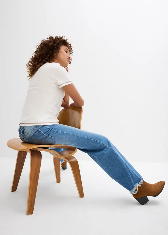 Jean droit, taille mi-haute, bonprix