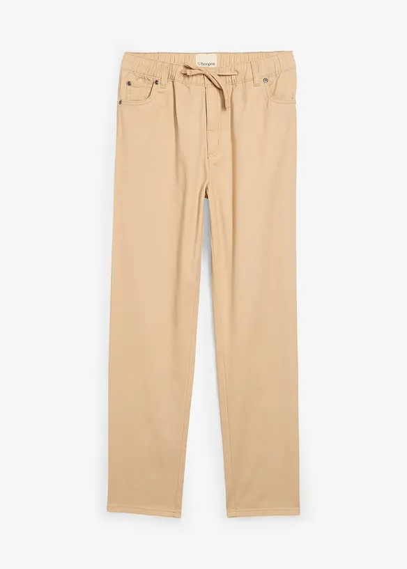 Pantalon droit taille élastiquée, 100% coton, bonprix