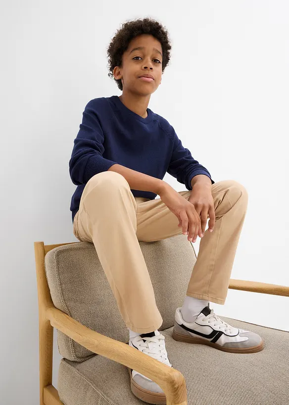 Pantalon droit taille élastiquée, 100% coton, bonprix