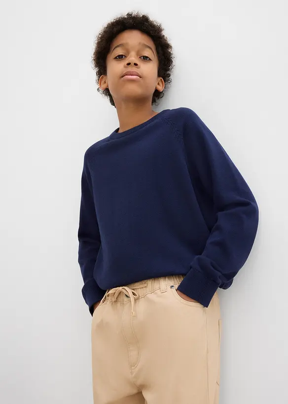 Pantalon droit taille élastiquée, 100% coton, bonprix