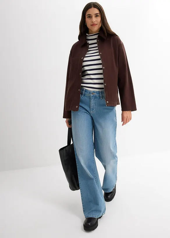 Veste légère en twill avec col en velours côtelé, bonprix