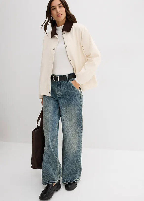 Veste légère en twill avec col en velours côtelé, bonprix